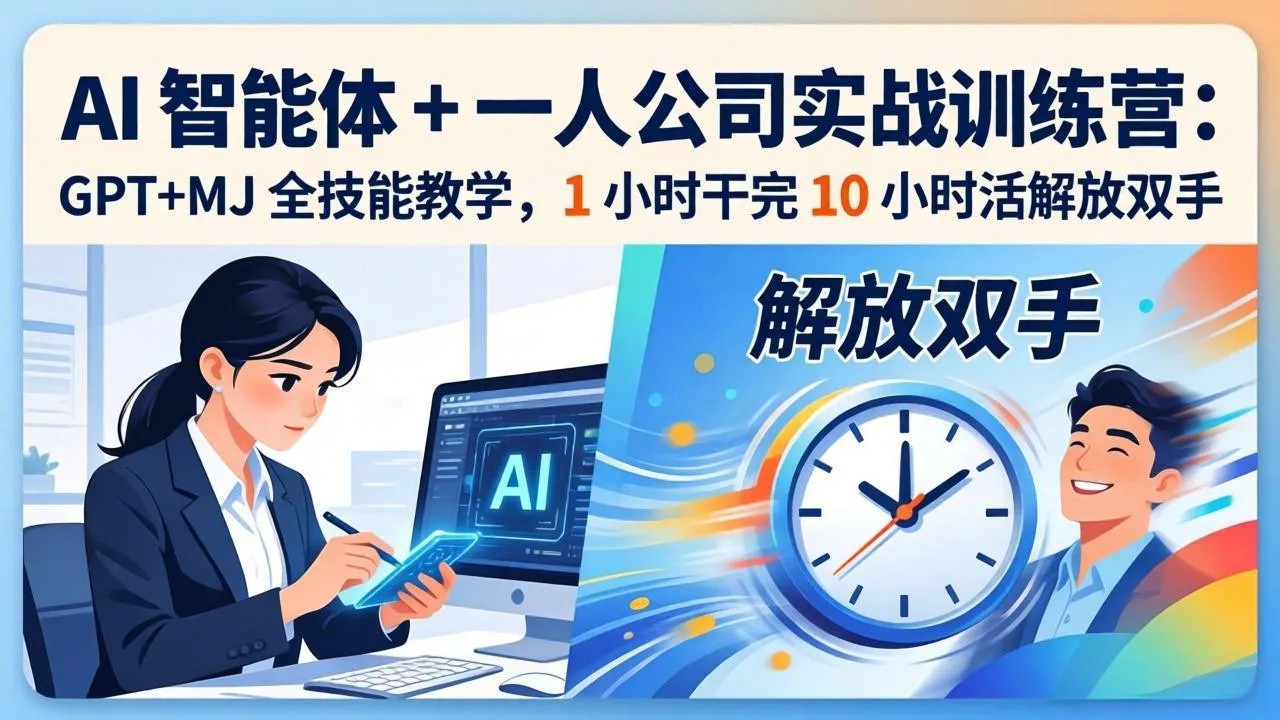 AI 智能体 + 一人公司实战训练营：GPT+MJ 全技能教学，1 小时干完 10 小时活解放双手-33资源网