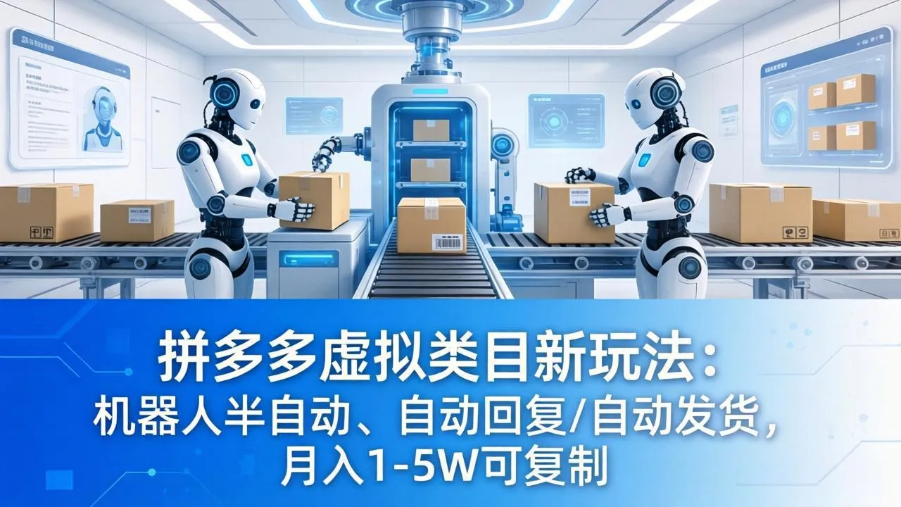 拼多多虚拟类目新玩法：机器人半自动、自动回复 /自动发货，月入 1-5W 可复制-33资源网