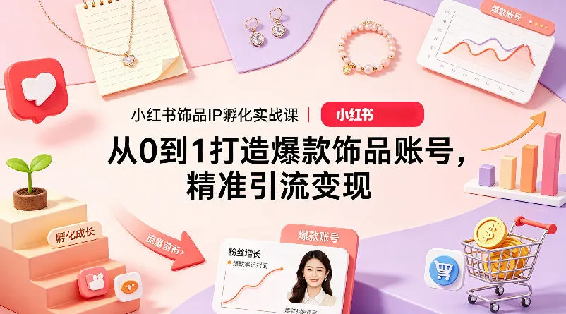 小红书饰品IP孵化实战课｜从0到1打造爆款饰品账号，精准引流变现-33资源网