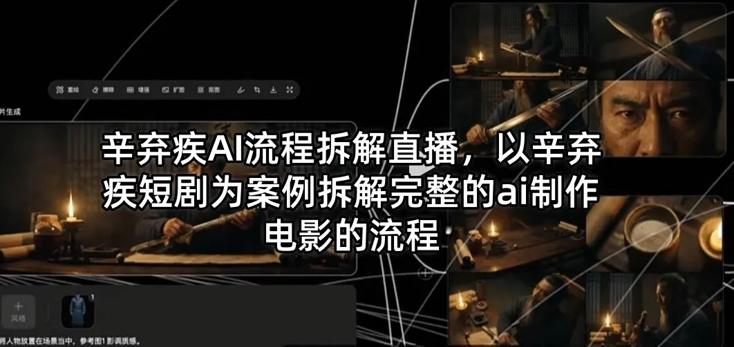 辛弃疾AI流程拆解直播，以辛弃疾短剧为案例拆解完整的ai制作电影的流程-33资源网