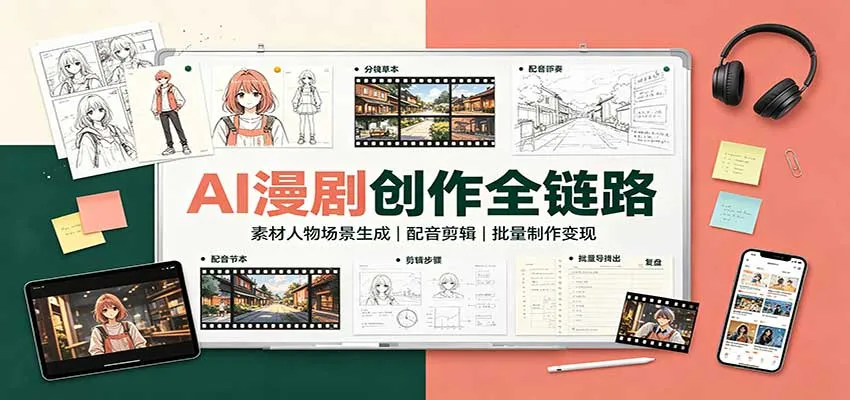 AI漫剧创作全链路:素材人物场景生成,配音剪辑,批量制作变现-33资源网