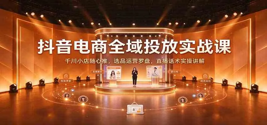 抖音电商全域投放实战课:千川小店随心推,选品运营罗盘,直播话术实操讲解 抖音电商全域投放实战课:千川小店随心推,选品运营罗盘,直播话术实操讲解